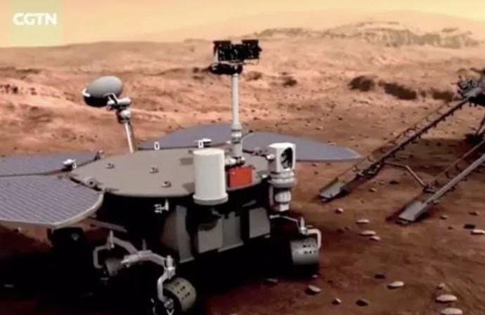 Ilustración artística del rover chino en Marte