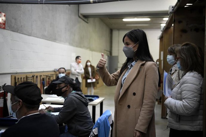 La vicealcaldesa de Madrid, Begoña Villacís, durante su visita al Centro de Formación de la Agencia para el Empleo