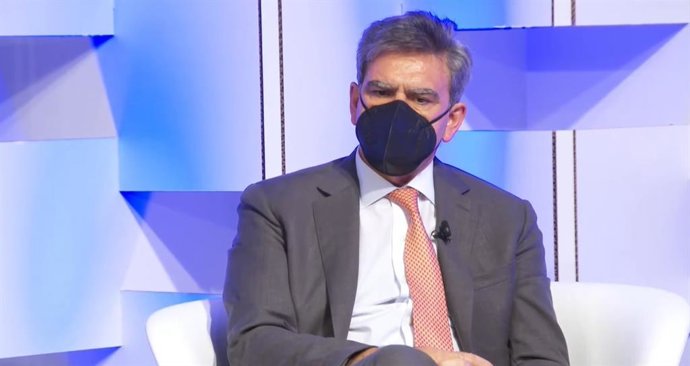 El consejero delegado de Banco Santander, José Antonio Álvarez, en el el evento 'Fondos europeos para la recuperación: la gran oportunidad para la transformación de la economía y la empresa española' organizado por Deloitte y El País.