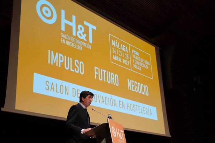 El vicepresidente de la Junta de Andalucía y consejero de Turismo, Regeneración, Justicia y Administración Local, Juan Marín, en H&T Málaga