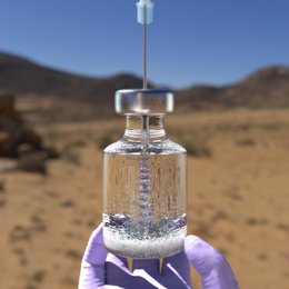 Archivo - Una interpretación artística de una vacuna iVAX que se está preparando sobre el terreno.