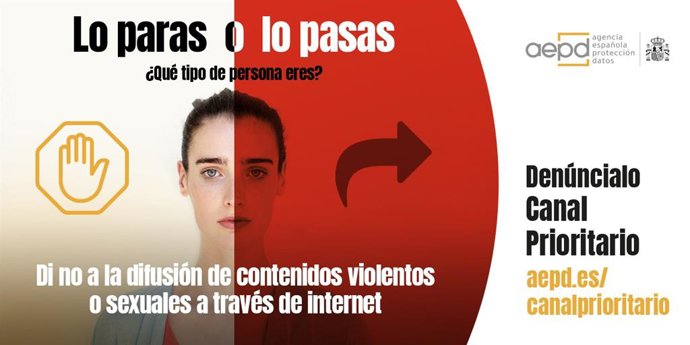 Archivo - Cartel de la campaña 'Lo paras o lo pasas' de la AEPD