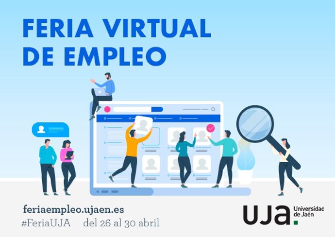 Cartel de la Feria Virtual de Empleo de la UJA.
