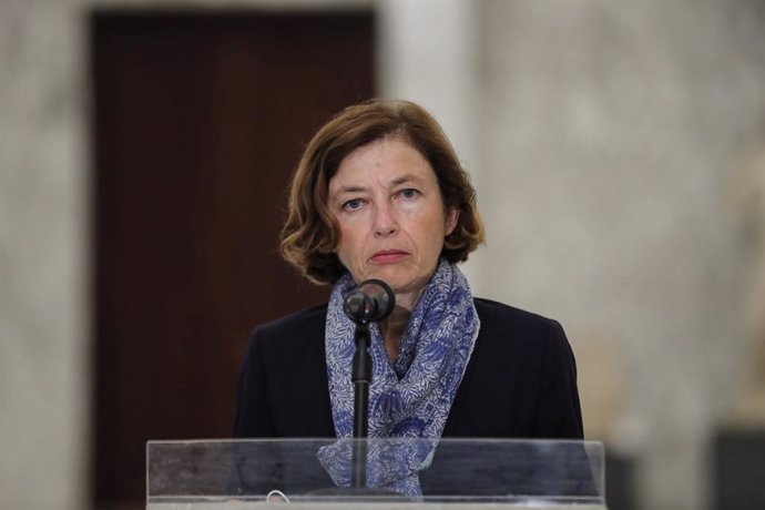 Archivo - HANDOUT - 14 August 2020, Lebanon, Baabda: French Minister of the Armed Forces Florence Parly holds a press conference after a meeting with Lebanese President Michel Aoun. Photo: -/Dalati & Nohra/dpa - ATTENTION: editorial use only and only if