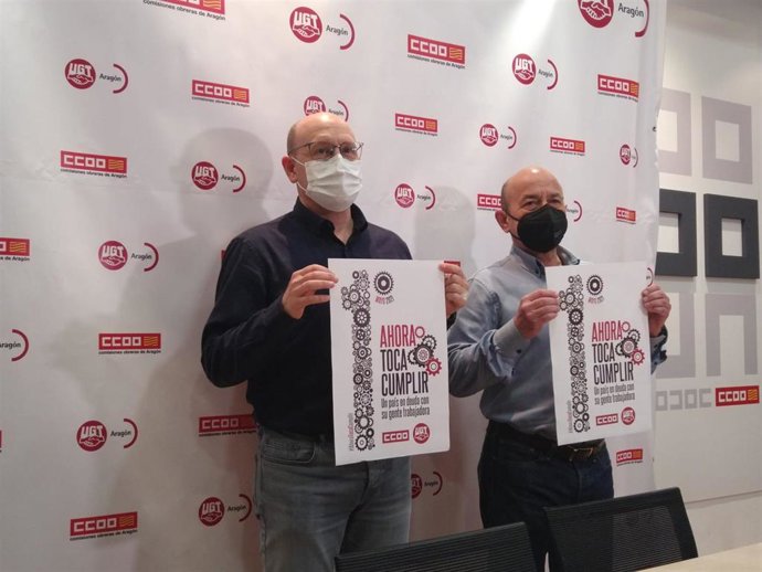 Manue Pina y Daniel Alastuey en la presentación del Primero de Mayo.