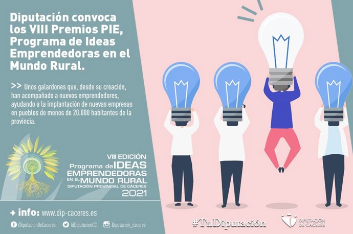 La Diputación de Cáceres convoca los VIII Premios PIE para impulsar ideas emprendedoras en el mundo rural