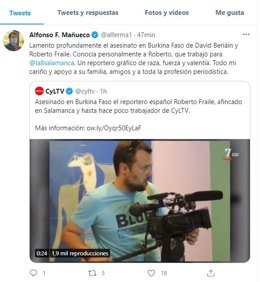 Captura del tuit de Fernández Mañueco.
