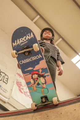 Archivo - La skater Julia Benedetti ficha como embajadora de la marca de agua mineral Cabreiroá.
