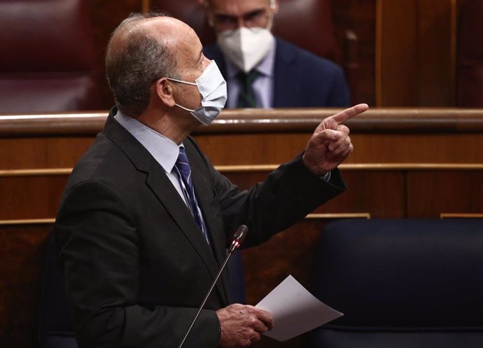 Archivo - El ministro de Justicia, Juan Carlos Campo, interviene durante una sesión de control al Gobierno en el Congreso de los Diputados