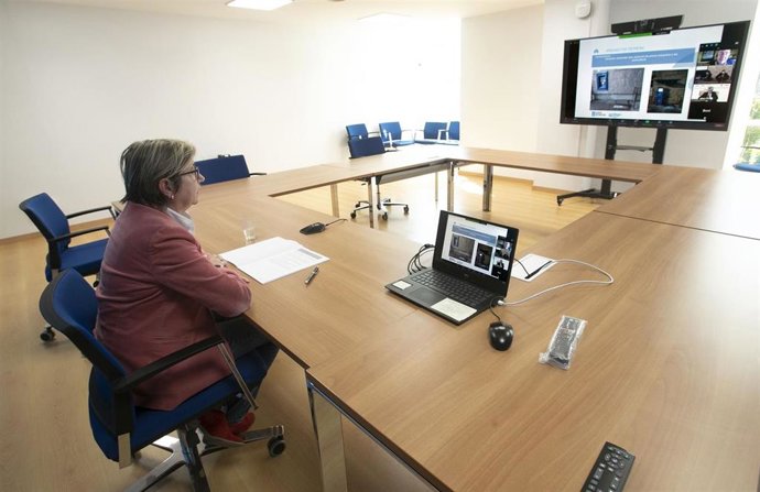 A conselleira do Mar, Rosa Quintana, clausura por videoconferencia o obradoiro 4.0 de Anfaco-Cecopesca relacionado coas posibilidades de aplicación das tecnoloxías blockchain á xestión e trazabilidade dos produtos pesqueiros.