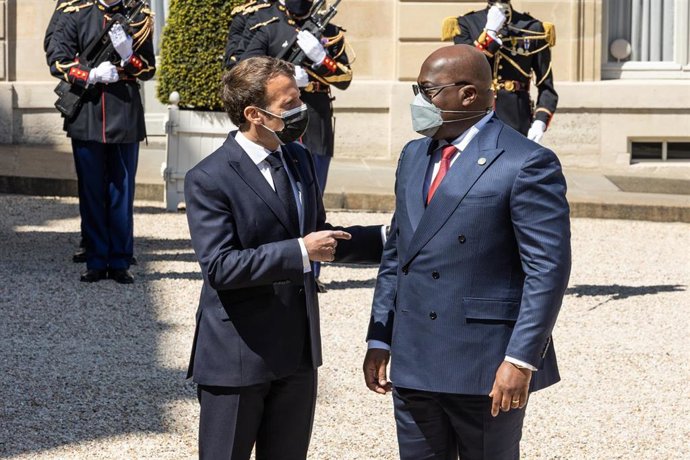 El prime ministro francés, Emmanuel Macron, recibe al presidente de RDC, Felix Tshisekedi.