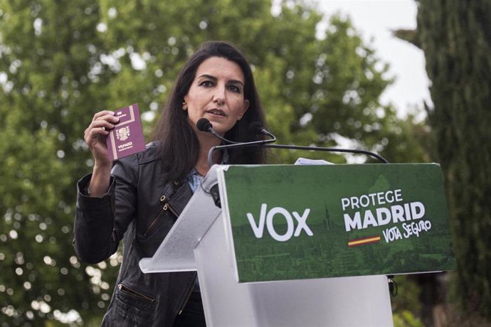 La candidata de Vox a la Presidencia de la Comunidad de Madrid, Rocío Monasterio, en un acto en Valdemoro.