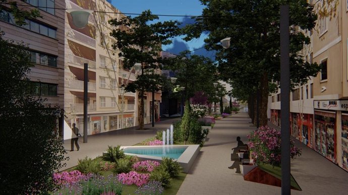 Archivo - Imagen del eje cívico proyectado en la calle Nuredduna