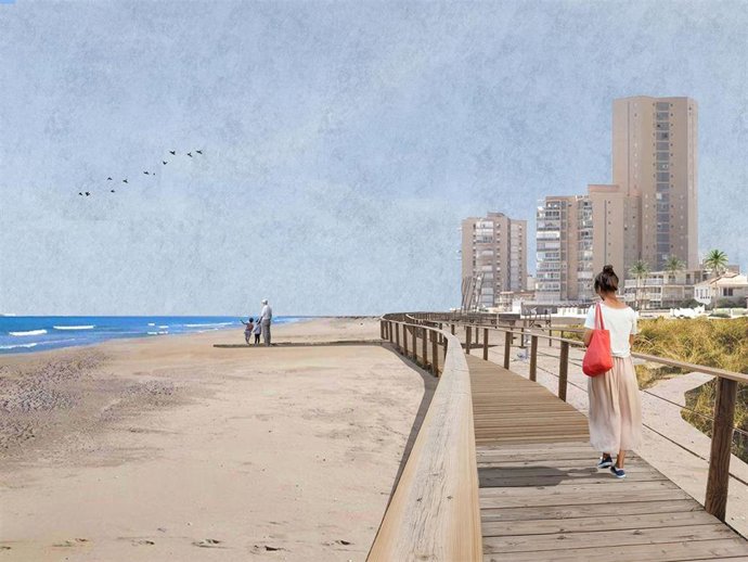 Imagen del sendero ecológico que Cs propone para la playa del Recatí, en Valncia.