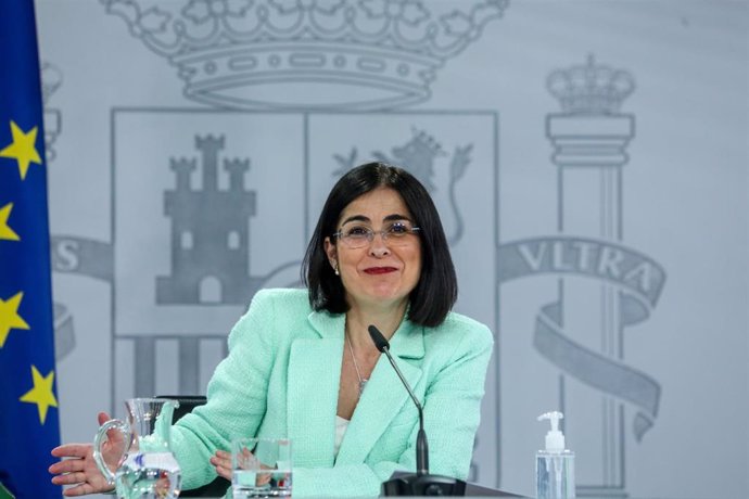 La ministra de Sanidad, Carolina Darias durante una rueda de prensa 