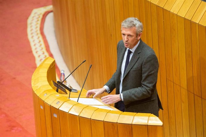 El vicepresidente primero de la Xunta, Alfonso Rueda, en el pleno de la Cámara
