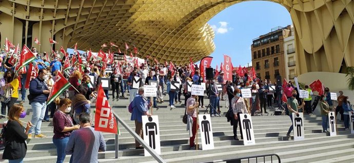 Concentración sindical en las Setas