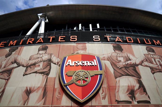20 April 2021, United Kingdom, Manchester: A general view of the main entrance of the Emirates Stadium the home of the English soccer team Arsenal, one of 12 European teams agreed to form a new midweek competition called European Super League. Photo: Jo