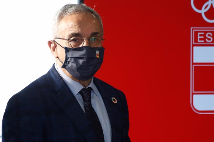 Alejandro Blanco, president of the Spanish Olympic Committee, is seen during presentation of the agreement between COE and Santander at COE building on April 22, 2021, in Madrid, Spain.