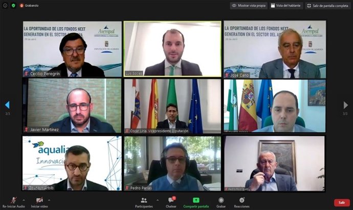 Encuentro telemático sobre fondos europeos en el sector del agua de Diputación de Almería y Asempal