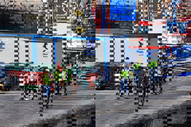 Dispositivo tras la llegada del cayuco a Los Cristianos