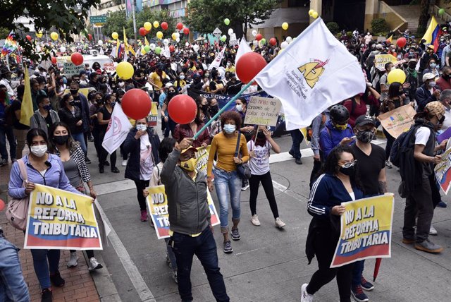 Protestas contra la reforma tributaria en Bogotá