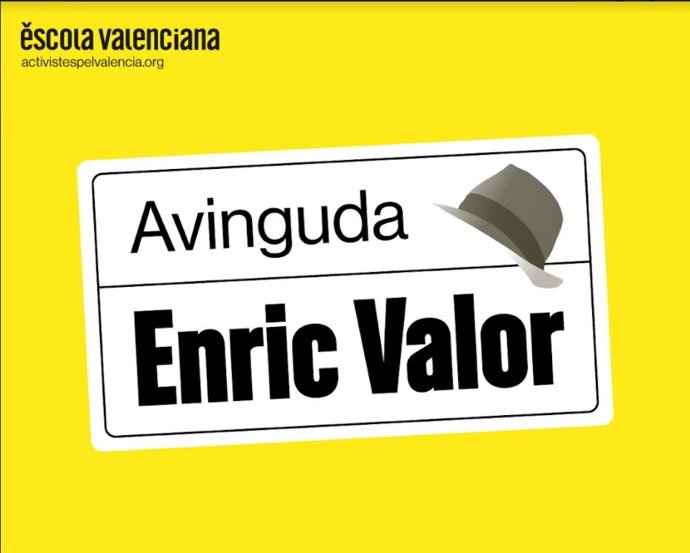 Cartel de 'Avinguda Enric Valor' de Escola Valenciana