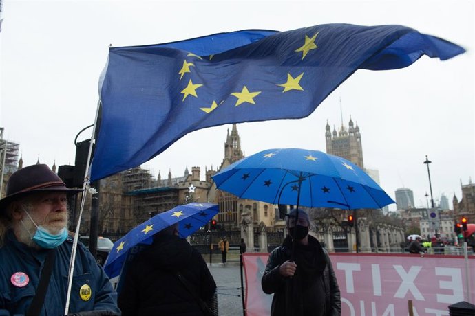 Archivo - Movilización a favor de la UE ante el Parlamento de Londres