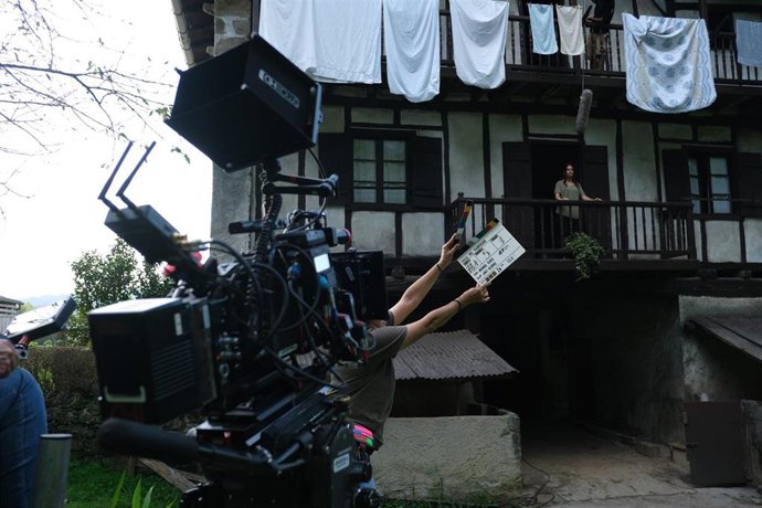 Archivo - Rodaje de una película en Navarra