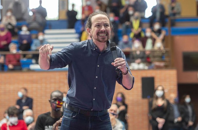 El candidato de Unidas Podemos a la Presidencia de la Comunidad, Pablo Iglesias