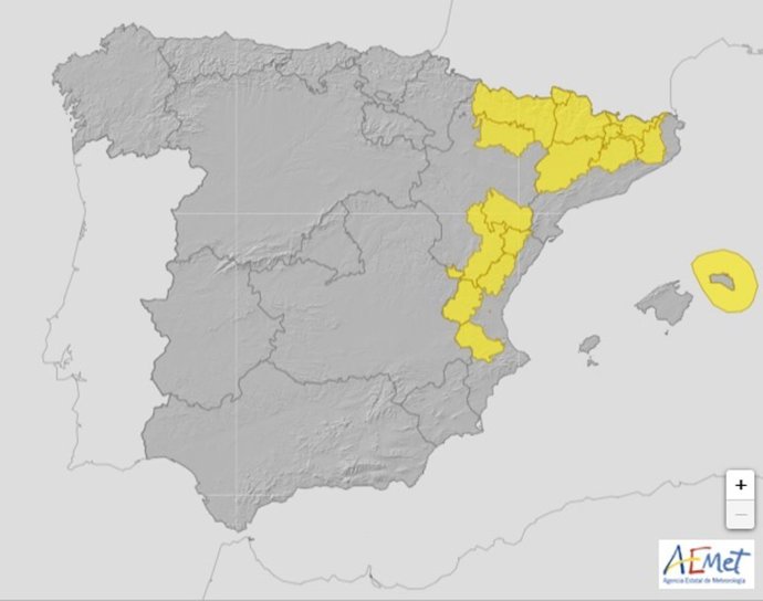 Las lluvias y las tormentas fuertes afectarán este viernes, 30 de abril, a Cataluña, Aragón y la Comunidad Valenciana y las rissagas a Menorca.