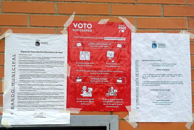 Cartelería informando sobre el voto por correo