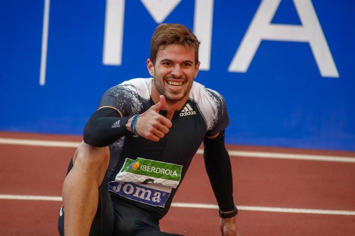 Archivo - Oscar Husillos durante el Campeonato de España en Pista Cubierta de 2021 en Madrid