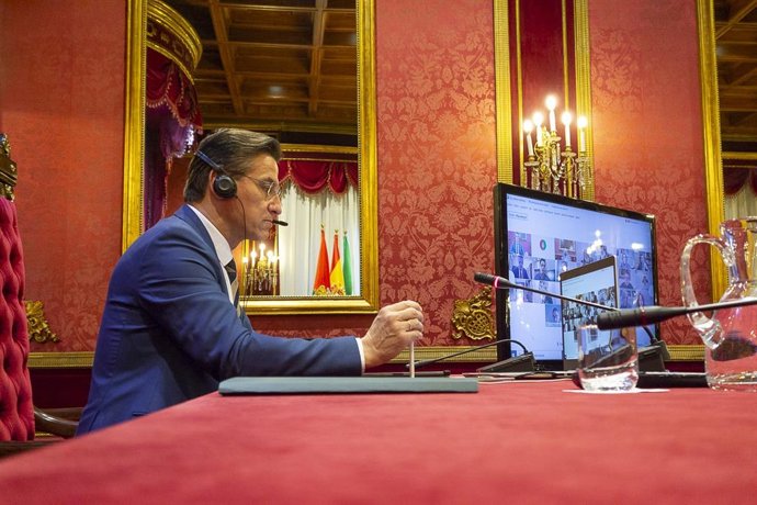 Archivo - El alcalde de Granada, Luis Salvador, en el Pleno telemático de febrero de 2021
