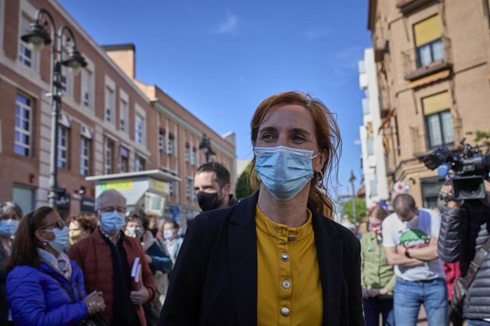 La candidata de Más Madrid a la Presidencia de la Comunidad de Madrid, Mónica García a su llegada a un acto del partido