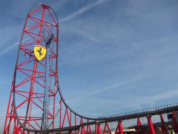 Archivo - Montaña rusa Ferrari Land en PortAventura World (Archivo)