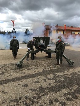 Soldados en el acto de entrega del título de 'Artillero de Honor' al Regimiento Príncipe 3 de la BRILAT.