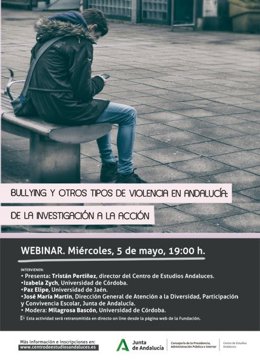 Cartel de 'webinar' sobre acoso escolar organizado por la Fundación Centro de Estudios Andaluces (Centra).