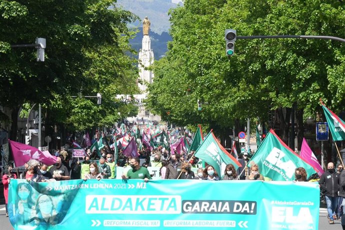 Manifestación de ELA en Bilbao con  motivo del Primero de Mayo