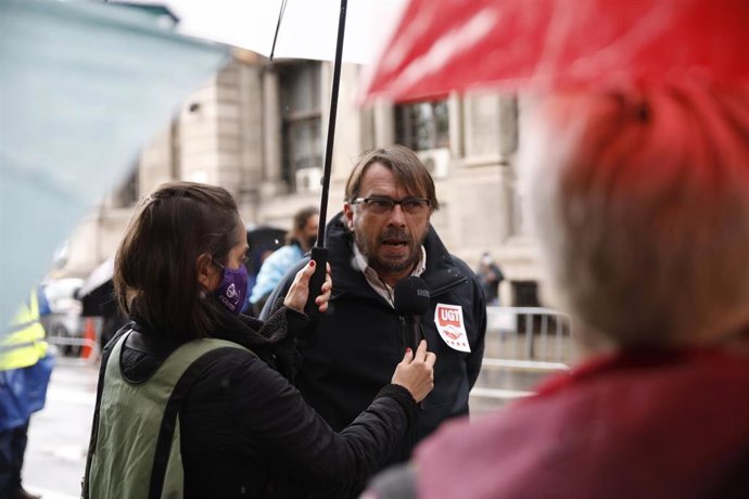 El secretario general de UGT de Catalunya, Camil Ros, en la concentración de Barcelona por el 1 de Mayo, Día del Trabajador