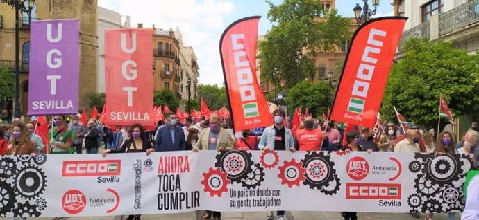 Manifestación de los sindicatos en Sevilla