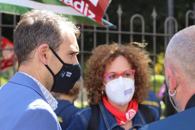 Toni Valero en la manifestación de este sábado.