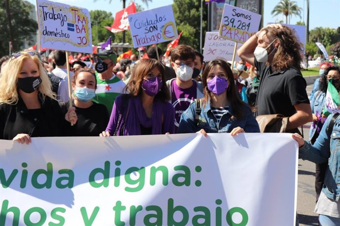 Velarde en la manifestación del 1 de mayo.
