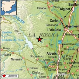 Terremoto registrado este domingo en Tous (Valencia)