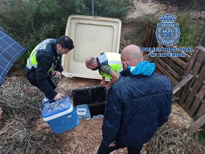 Zulo oculto bajo tierra donde se escondían más de 6 kilos de diferentes tipos de drogas