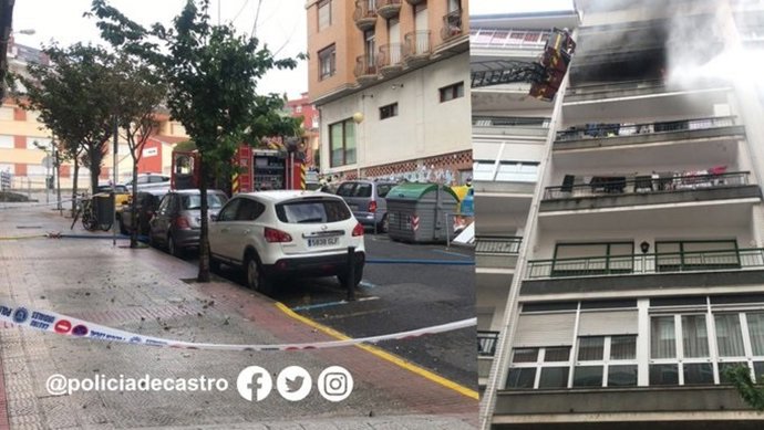 Rescate tras incendio en una vivienda en Castro