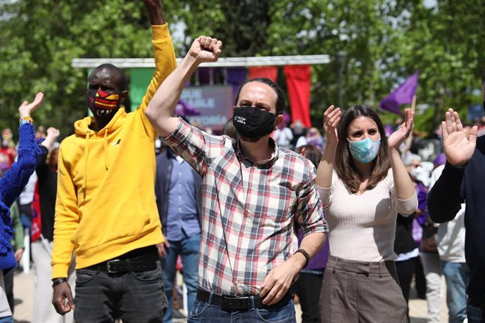Pablo Iglesias durante un acto electoral en Usera