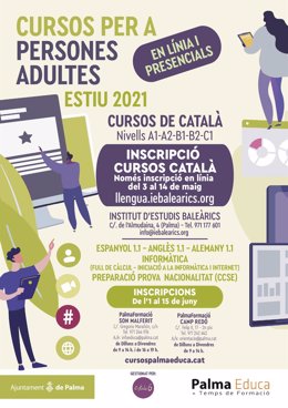 Cartel de los cursos y talleres de conversación de lengua catalana para este verano.