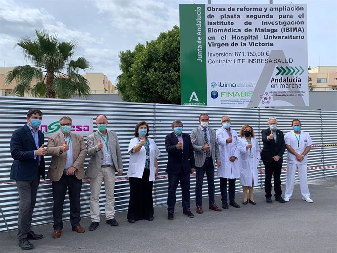 Acto al inicio de la obras para construir nuevos espacios de investigación biomédica (IBIMA) en el Hospital Clínico de Málaga