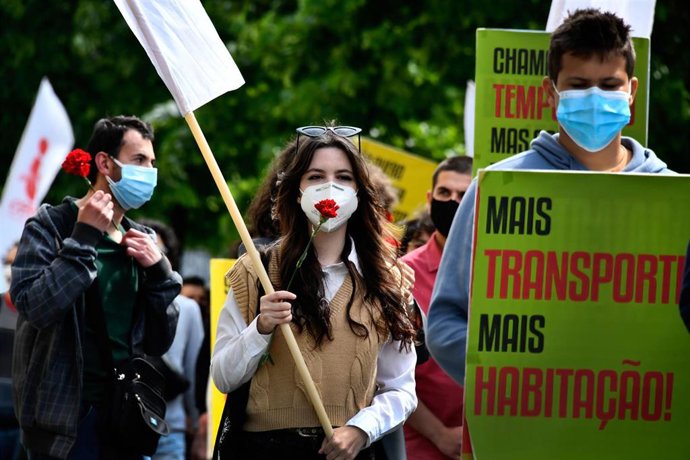 Concentración celebrada en Lisboa durante los festejos por el Día Mundial del Trabjo.